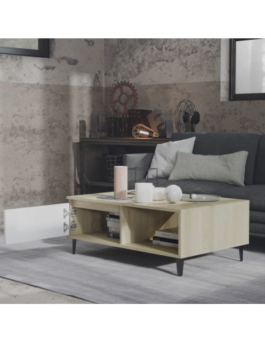 Tavolino da Salotto Bianco Rovere Sonoma 90x60x35cm Multistrato