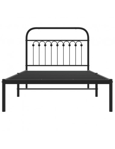 Giroletto con Testiera in Metallo Nero 100x190 cm