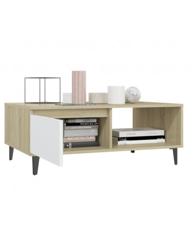 Tavolino da Salotto Bianco Rovere Sonoma 90x60x35cm Multistrato