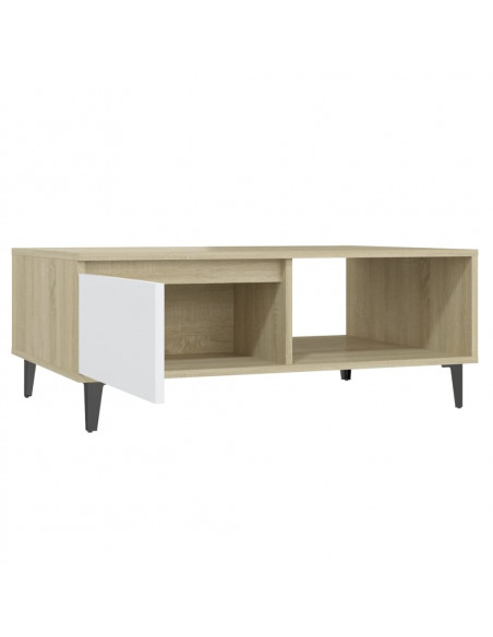 Tavolino da Salotto Bianco Rovere Sonoma 90x60x35cm Multistrato