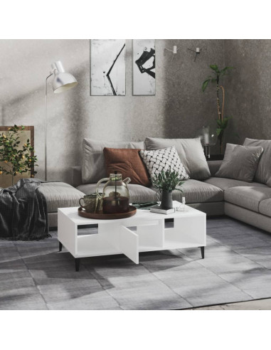 Tavolino da Salotto Bianco 103,5x60x35 cm in Legno Multistrato