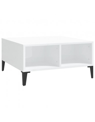 Tavolino da Salotto Bianco Lucido 60x60x30 cm Legno Multistrato