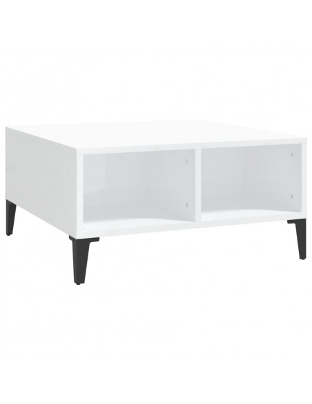 Tavolino da Salotto Bianco Lucido 60x60x30 cm Legno Multistrato
