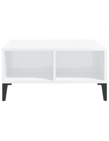 Tavolino da Salotto Bianco Lucido 60x60x30 cm Legno Multistrato