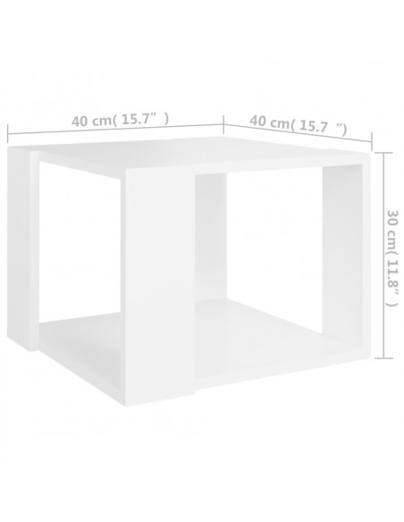 Tavolino da Salotto Bianco 40x40x30 cm in Legno Multistrato
