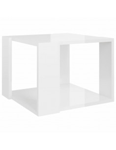 Tavolino da Salotto Bianco Lucido 40x40x30 cm Legno Multistrato 2