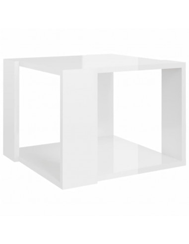 Tavolino da Salotto Bianco Lucido 40x40x30 cm Legno Multistrato