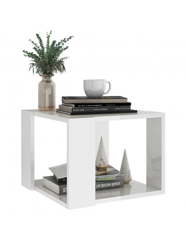 Tavolino da Salotto Bianco Lucido 40x40x30 cm Legno Multistrato