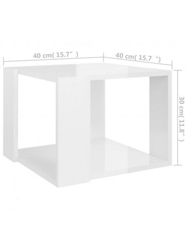 Tavolino da Salotto Bianco Lucido 40x40x30 cm Legno Multistrato
