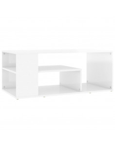 Tavolino da Salotto Bianco Lucido 100x50x40cm Legno Multistrato 2