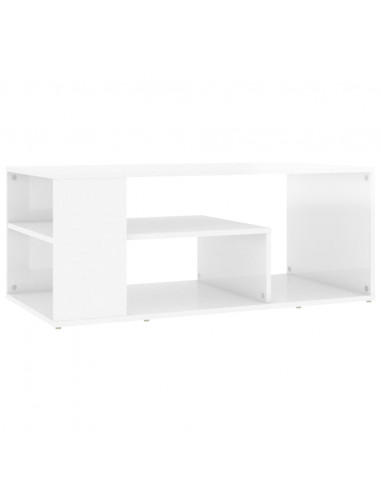 Tavolino da Salotto Bianco Lucido 100x50x40cm Legno Multistrato