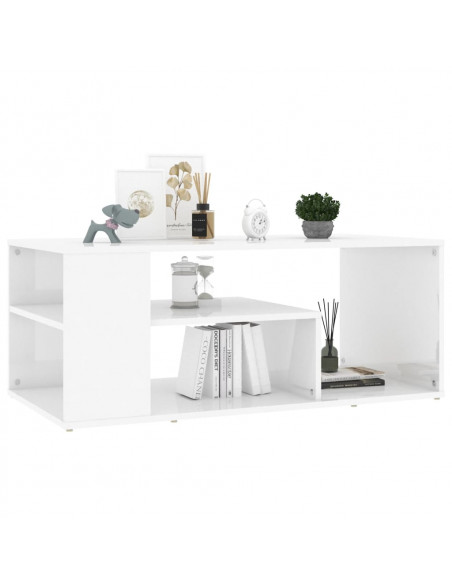 Tavolino da Salotto Bianco Lucido 100x50x40cm Legno Multistrato