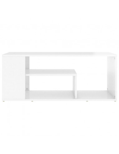 Tavolino da Salotto Bianco Lucido 100x50x40cm Legno Multistrato