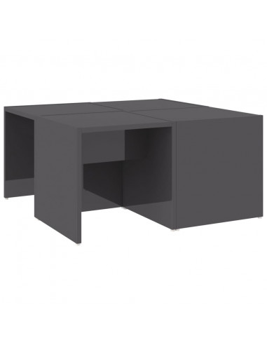 Tavolini Salotto 4pz Grigio Lucido 33x33x33cm Legno Multistrato