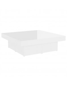 Tavolino da Salotto Bianco Lucido 90x90x28 cm Legno Multistrato 2