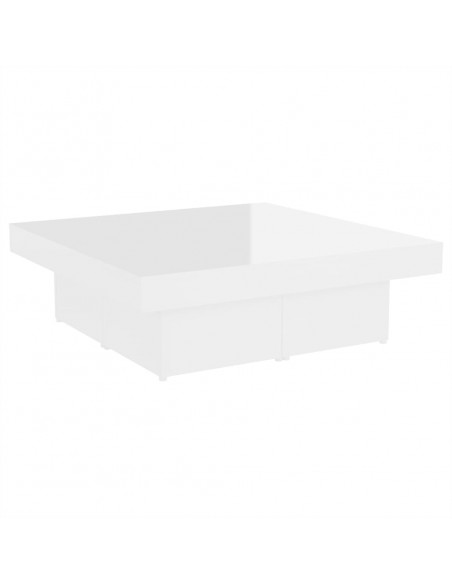 Tavolino da Salotto Bianco Lucido 90x90x28 cm Legno Multistrato