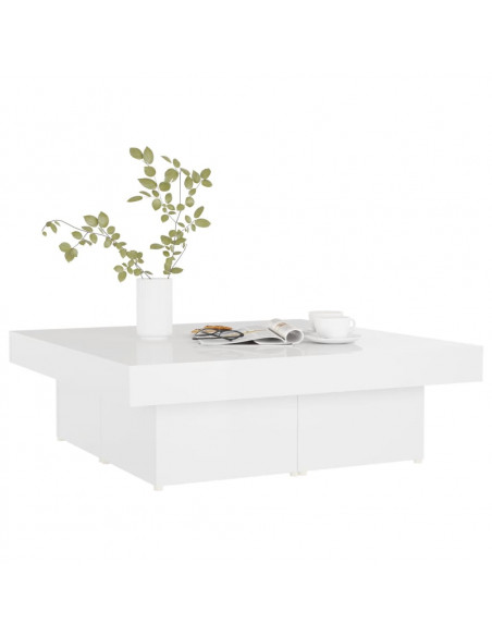 Tavolino da Salotto Bianco Lucido 90x90x28 cm Legno Multistrato