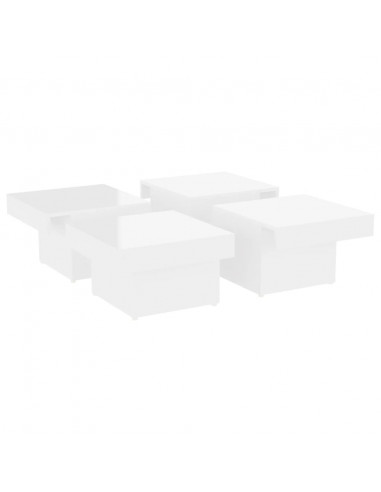 Tavolino da Salotto Bianco Lucido 90x90x28 cm Legno Multistrato