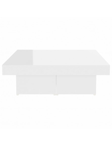 Tavolino da Salotto Bianco Lucido 90x90x28 cm Legno Multistrato