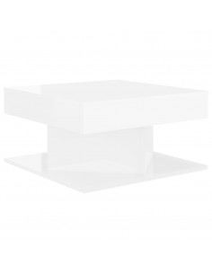 Tavolino da Salotto Bianco Lucido 57x57x30 cm Legno Multistrato 2