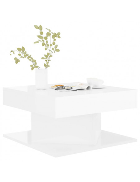 Tavolino da Salotto Bianco Lucido 57x57x30 cm Legno Multistrato