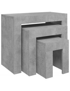 Tavolini da Salotto Impilabili 3pz Grigio Cemento in Truciolato 2