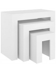 Tavolini da Salotto Impilabili 3 pz Bianchi in Truciolato 2