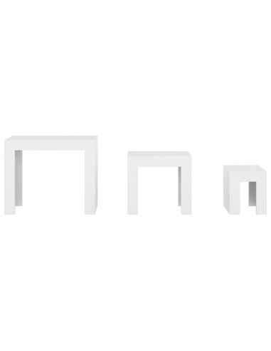 Tavolini da Salotto Impilabili 3 pz Bianchi in Truciolato