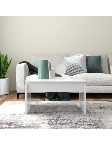 Tavolino da Salotto Bianco 68x50x38 cm Legno Multistrato