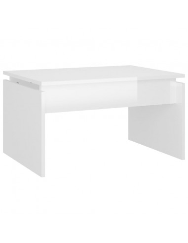 Tavolino da Salotto Bianco Lucido 68x50x38 cm Legno Multistrato