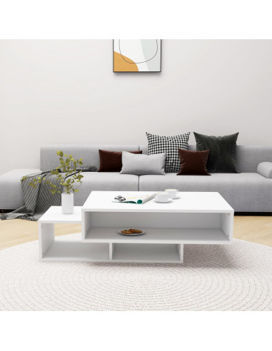 Tavolino da Salotto Bianco 102x55x42 cm Legno Legno Multistrato