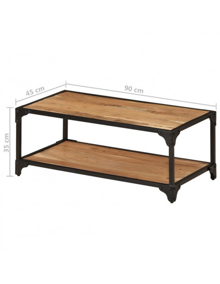 Tavolino da Salotto 90x45x35 cm in Legno Massello di Acacia