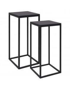 Tavolini 2 pz Neri in Acciaio 2