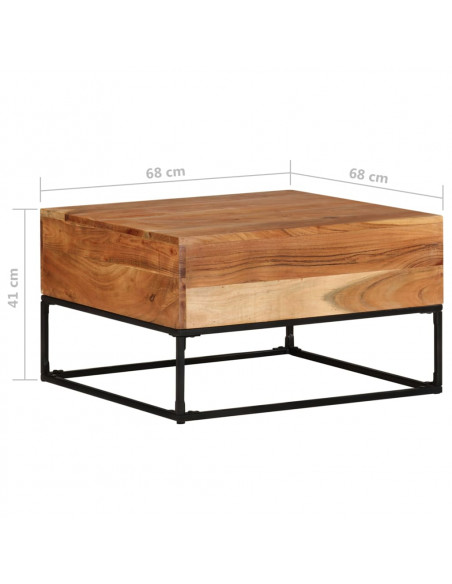 Tavolino da Salotto 68x68x41 cm in Legno Massello di Acacia