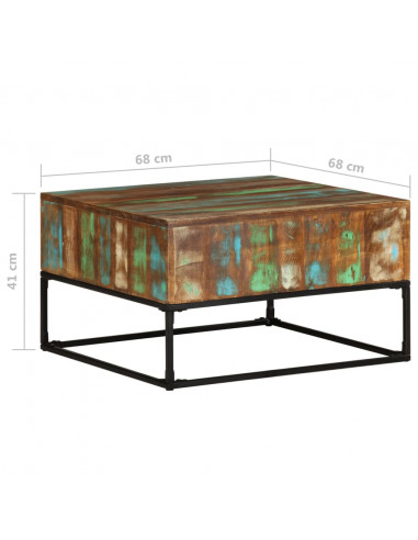 Tavolino da Salotto 68x68x41 cm in Legno Massello di Recupero