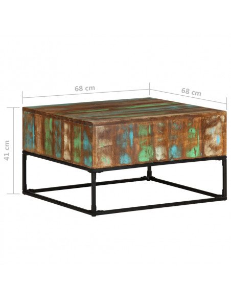 Tavolino da Salotto 68x68x41 cm in Legno Massello di Recupero