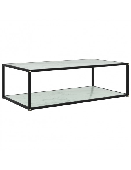 Tavolino da Salotto Bianco 120x60x35 cm in Vetro Temperato