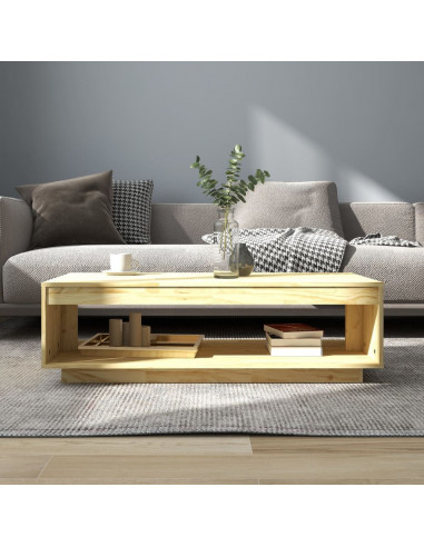 Tavolino da Salotto 110x50x33,5 cm in Legno Massello di Pino