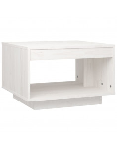 Tavolino da Salotto Bianco 50x50x33,5 cm Legno Massello di Pino 2