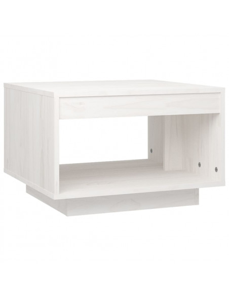 Tavolino da Salotto Bianco 50x50x33,5 cm Legno Massello di Pino
