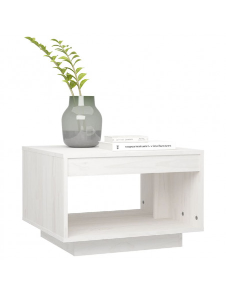 Tavolino da Salotto Bianco 50x50x33,5 cm Legno Massello di Pino