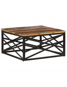 Tavolino da Salotto 68x68x35 cm in Legno Massello di Recupero 2