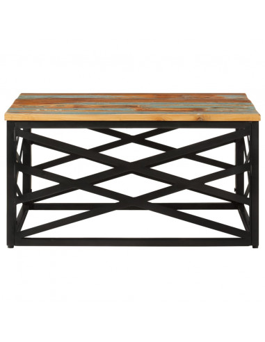 Tavolino da Salotto 68x68x35 cm in Legno Massello di Recupero