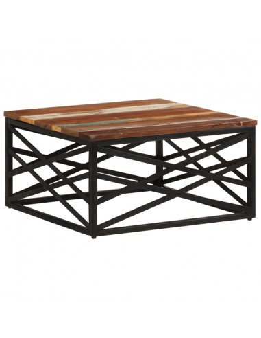 Tavolino da Salotto 68x68x35 cm in Legno Massello di Recupero