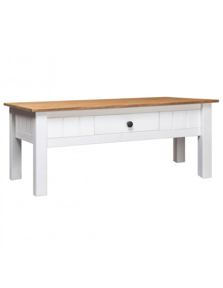 Tavolino da Caffè Bianco 100x60x45cm Pino Massello Panama Range