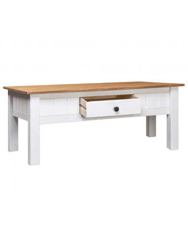 Tavolino da Caffè Bianco 100x60x45cm Pino Massello Panama Range