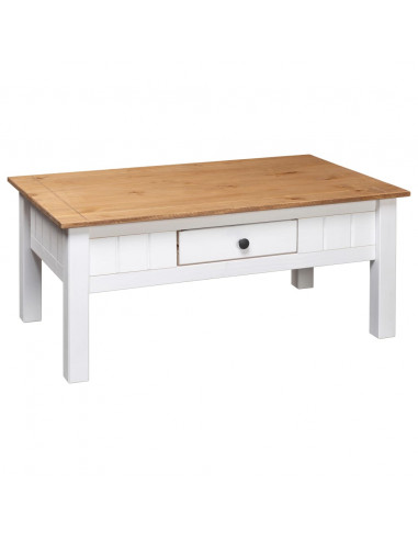 Tavolino da Caffè Bianco 100x60x45cm Pino Massello Panama Range
