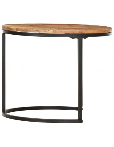 Tavolini Impilabili 2 pz in Legno Massello di Acacia