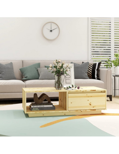 Tavolino da Salotto 110x50x33,5 cm in Legno Massello di Abete