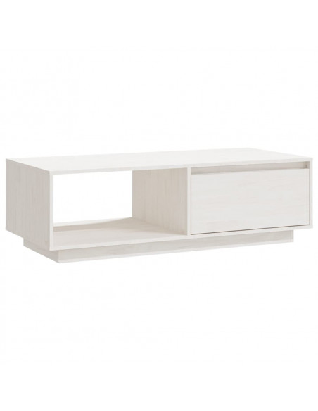 Tavolino da Salotto Bianco 110x50x33,5cm Legno Massello di Pino